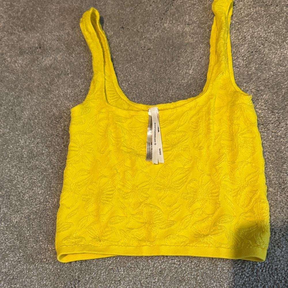 Anthropologie Bright Yellow Crop Top